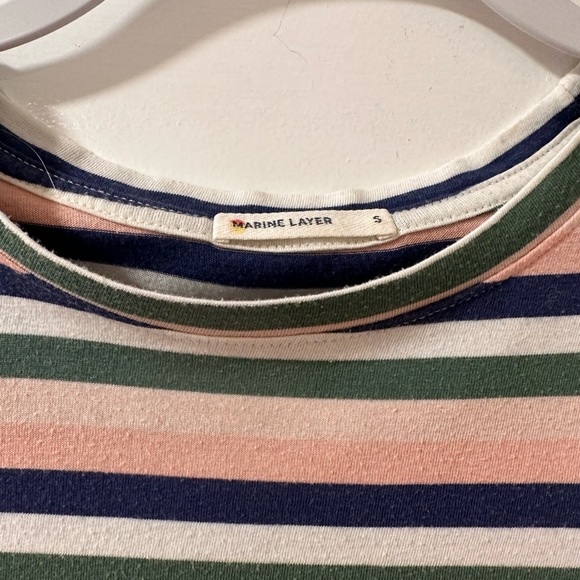 Marine layer navy, pink, green and white stripped tshirt. Medium. Super soft - Picture 2 of 3
